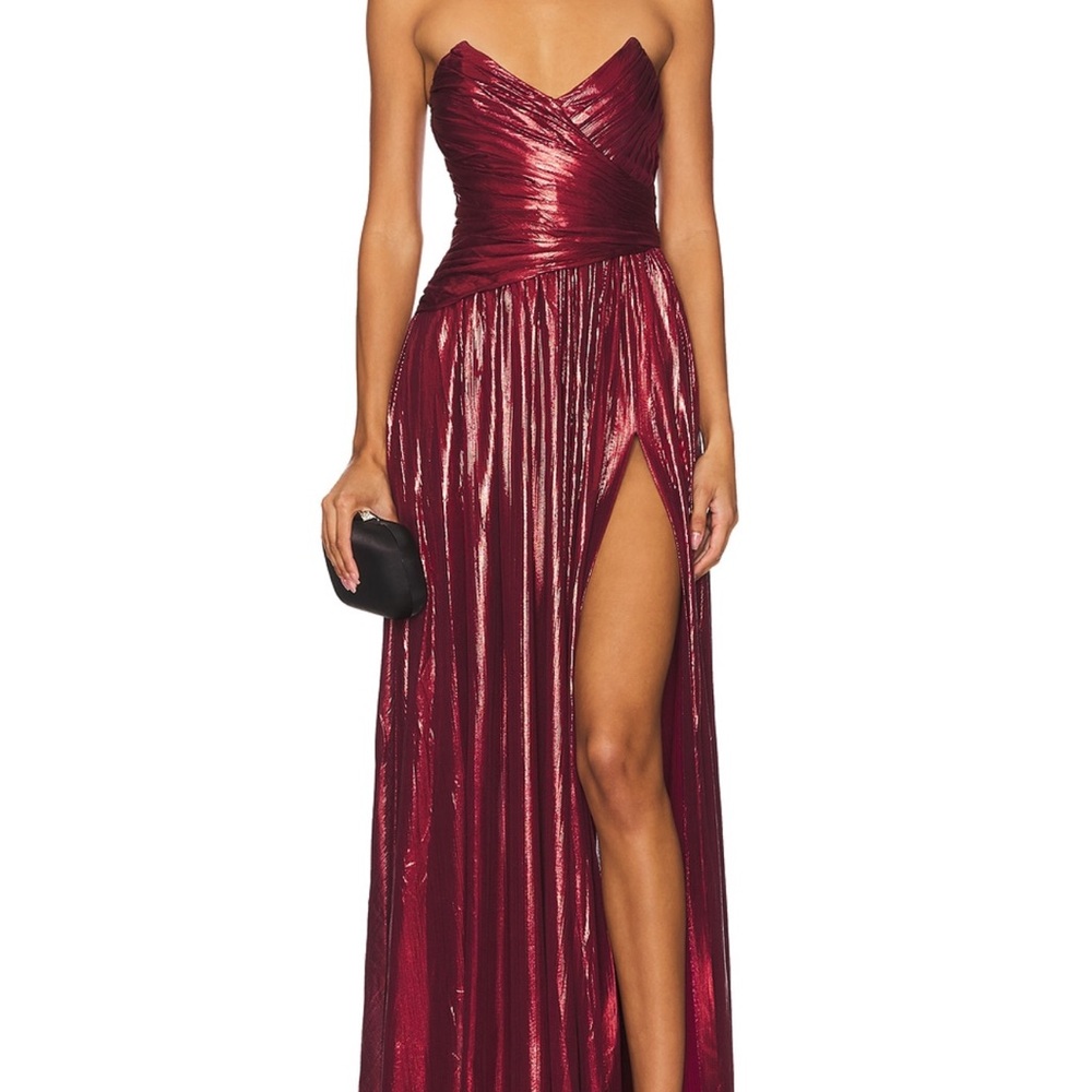 Elegant Metallic Red Gown